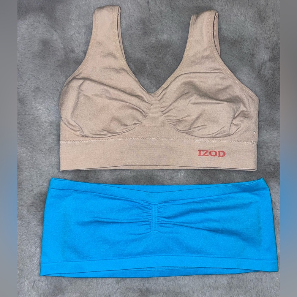 🥯Izod Beige and Blue Women's Bra Set